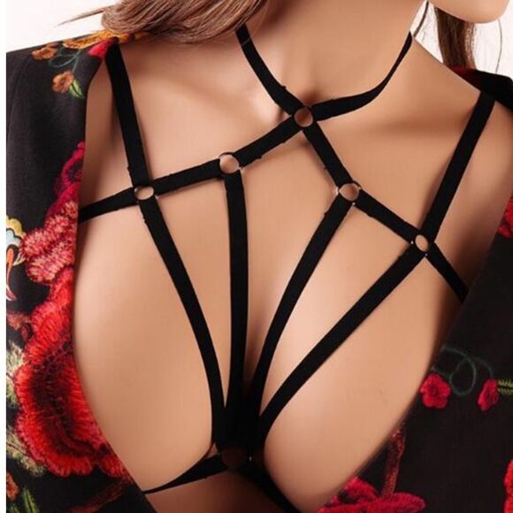 Other - Black Harness Adjustable Strappy Bra Style# K
